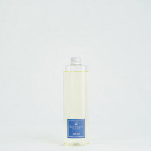 Fragranza Ambre Noir: refill da 500ml in bottiglia in PET trasparente per diffusore di fragranze Euthalia Fragrances. Design essenziale e pratico, perfetto per ricaricare diffusori di ambienti con una fragranza persistente.