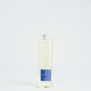 Fragranza Zanzibar: refill da 500ml in bottiglia in PET trasparente per diffusore di fragranze Euthalia Fragrances. Design essenziale e pratico, perfetto per ricaricare diffusori di ambienti con una fragranza persistente.